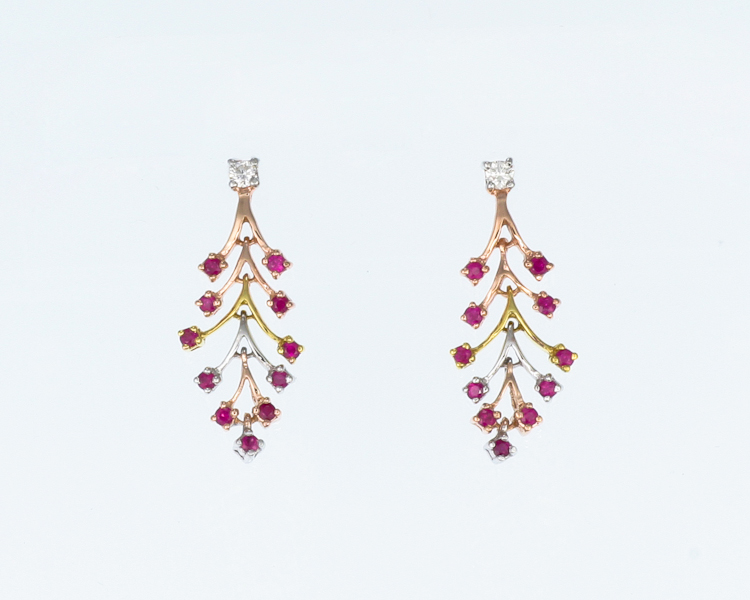 Ruby and diamond earrings - Click Image to Close