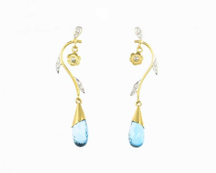 Topaz and diamond earrings - Click Image to Close
