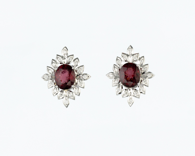 Garnet and diamond earrings - Click Image to Close