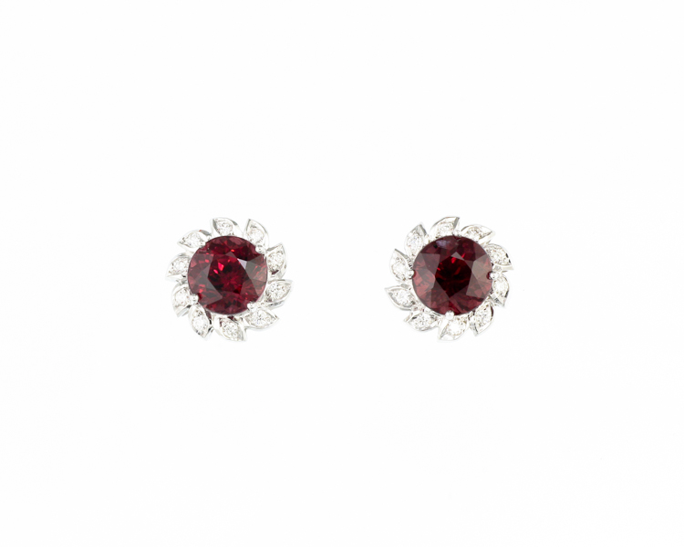 Malaya garnet and diamond earrings - Click Image to Close