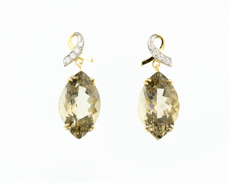 Quartz and diamond earrings - Click Image to Close