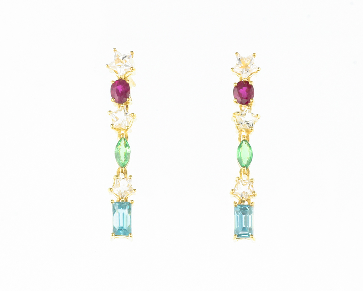 Topaz and mixed gem stones earrings - Click Image to Close