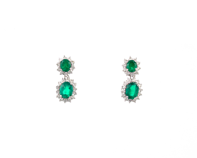 Emerald and diamond earrings - Click Image to Close