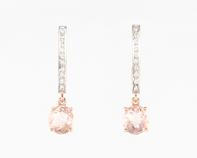 Morganite and cubic zirconia earrings - Click Image to Close