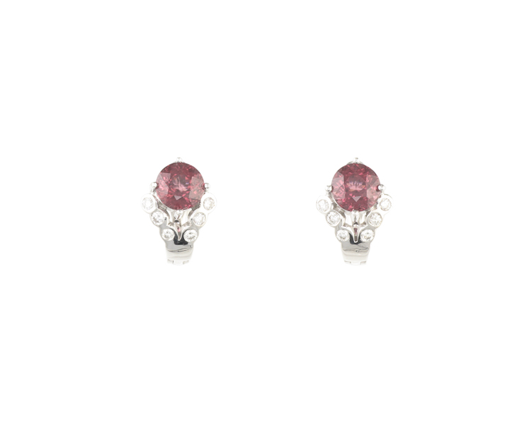 Color-change garnet and diamond earrings - Click Image to Close