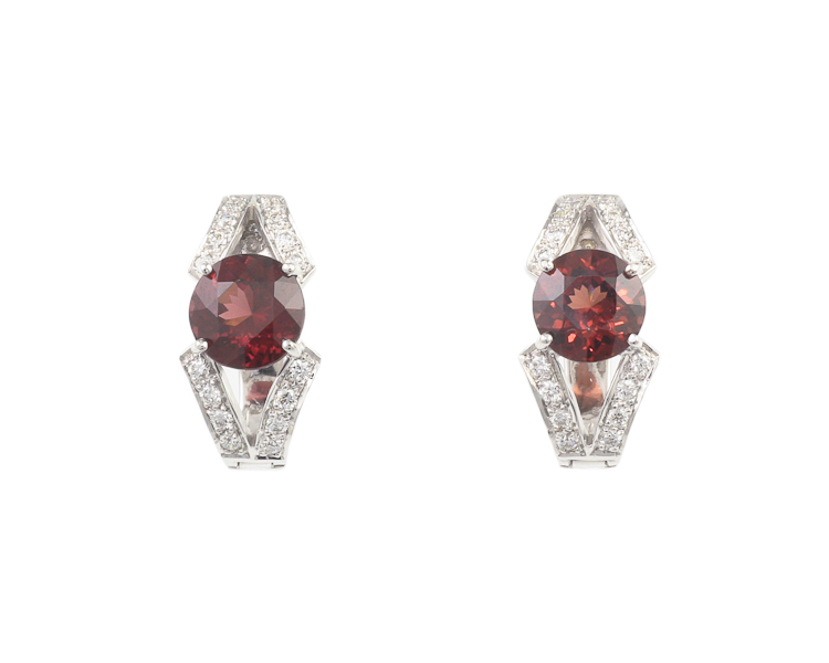 Color-change garnet and diamond earrings - Click Image to Close