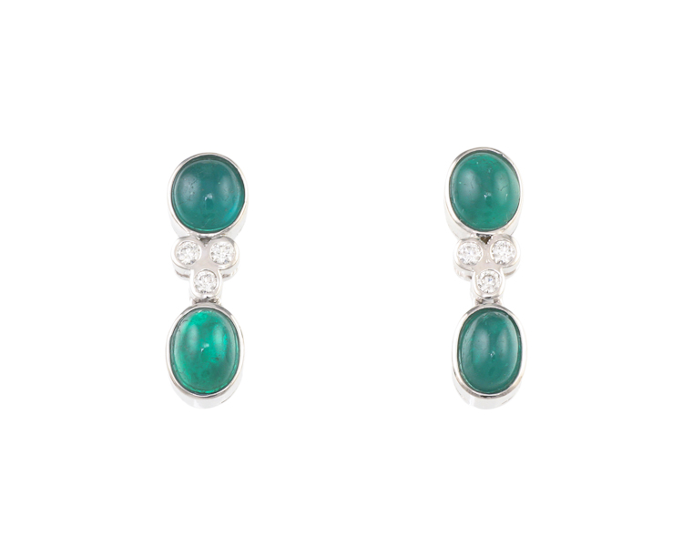 Emerald and diamond earrings - Click Image to Close