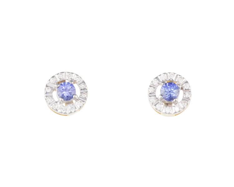Blue sapphire and diamond earrings - Click Image to Close
