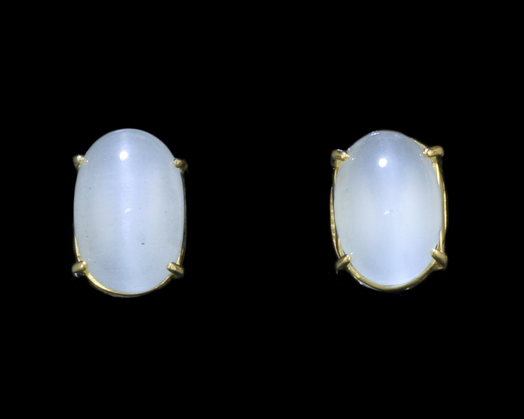 Aquamarine cat's eye earrings - Click Image to Close