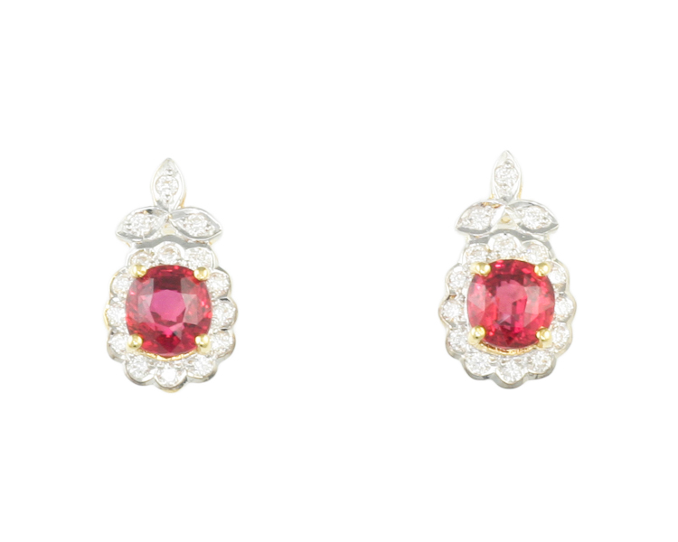 Ruby and diamond earrings - Click Image to Close