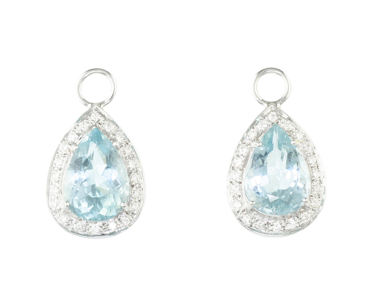 Aquamarine and diamond earrings - Click Image to Close