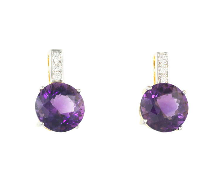 Amethyst and diamond earrings - Click Image to Close