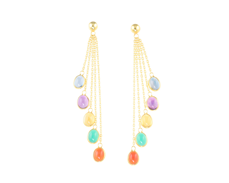 Mixed gem stones earrings - Click Image to Close