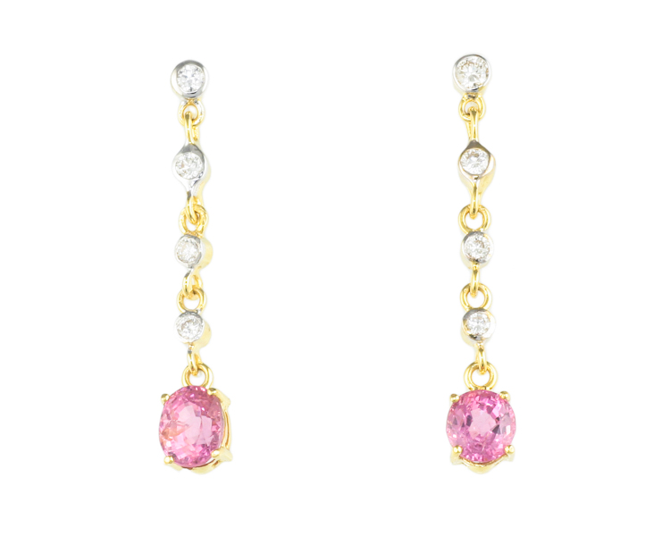 Spinel and diamond earrings - Click Image to Close