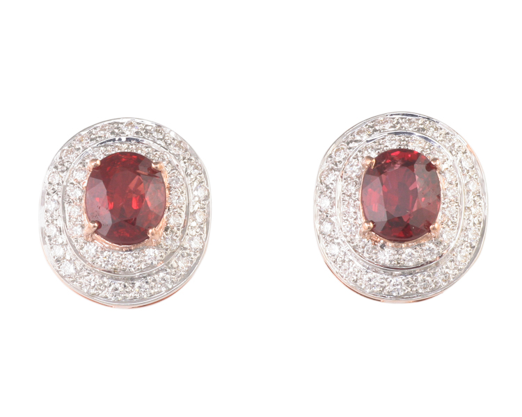 Spinel and diamond earrings - Click Image to Close