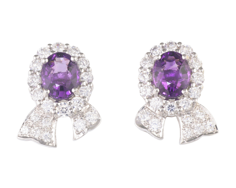 Spinel and diamond earrings - Click Image to Close