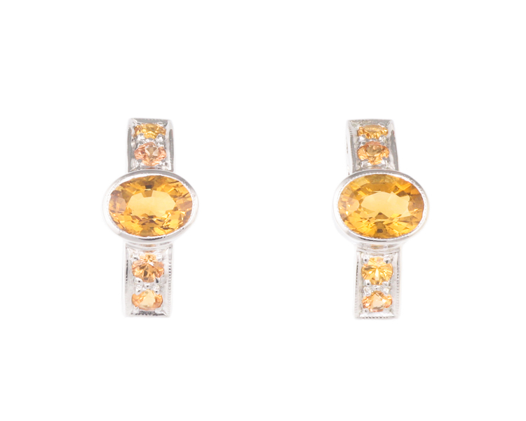 Citrine and sapphire earrings - Click Image to Close