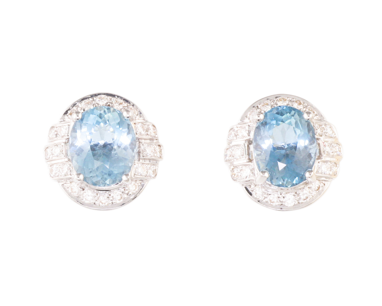 Aquamarine and diamond earrings - Click Image to Close