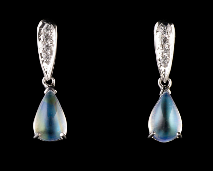 Moon stone and zircon earrings - Click Image to Close