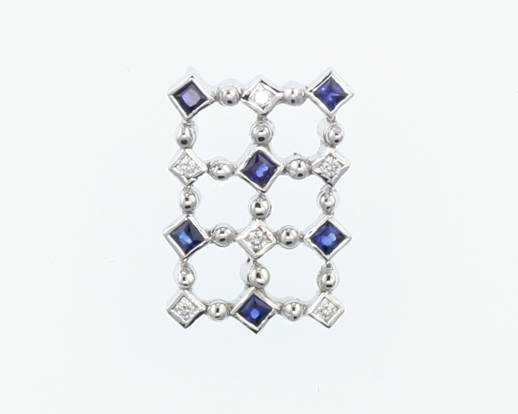 Blue sapphire and diamond pendant - Click Image to Close