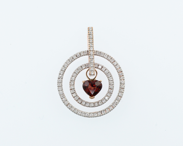 Garnet and diamond pendant - Click Image to Close