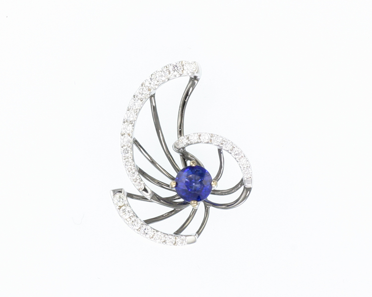 Blue sapphire and diamond pendant - Click Image to Close