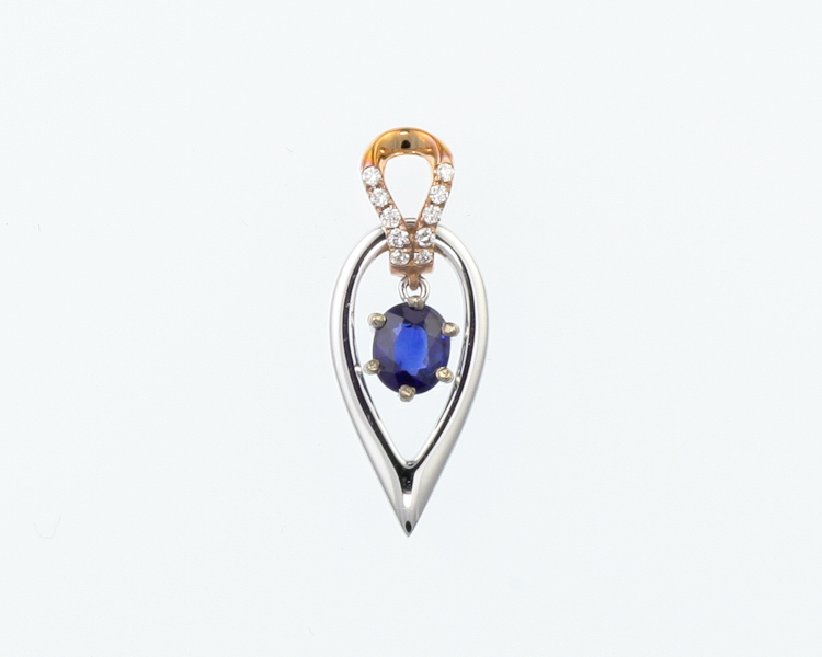 Blue sapphire and diamond pendant - Click Image to Close