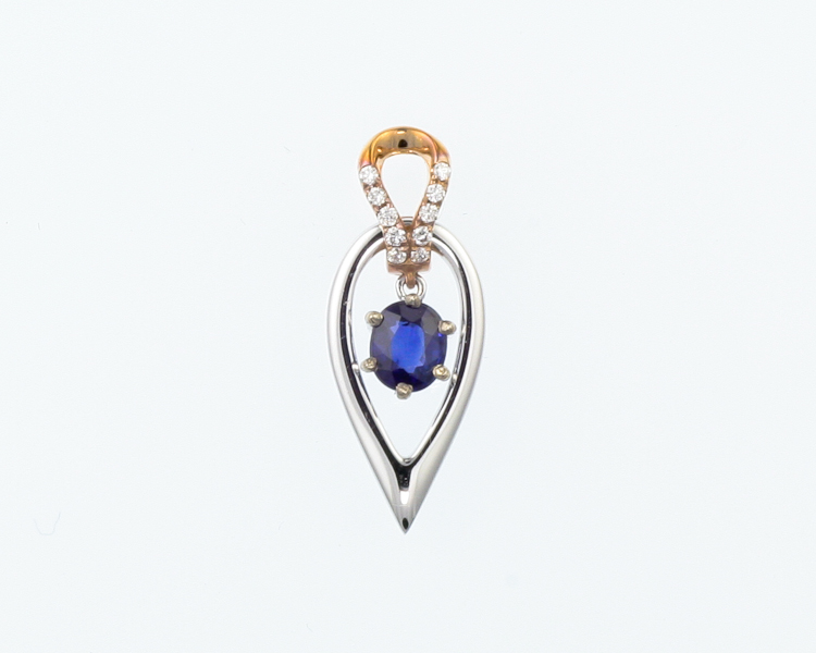 Blue sapphire and diamond pendant - Click Image to Close