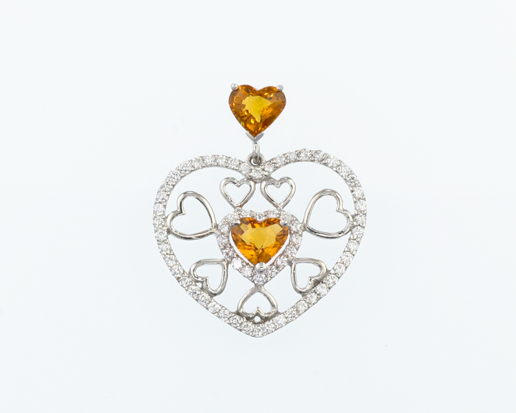 Citrine and diamond pendant - Click Image to Close