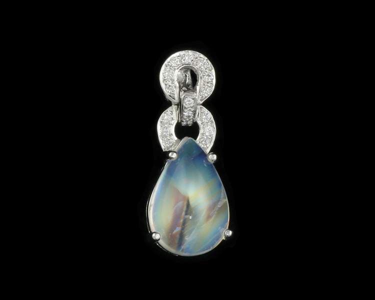 Moon stone and diamond pendant - Click Image to Close