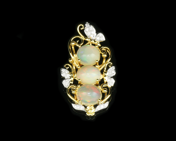 Opal and diamond pendant - Click Image to Close