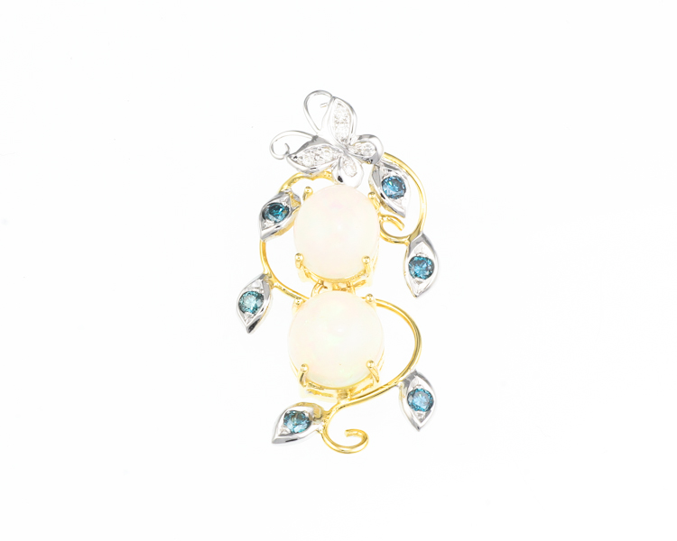 Opal and diamond pendant - Click Image to Close