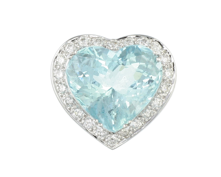 Aquamarine and diamond pendant - Click Image to Close