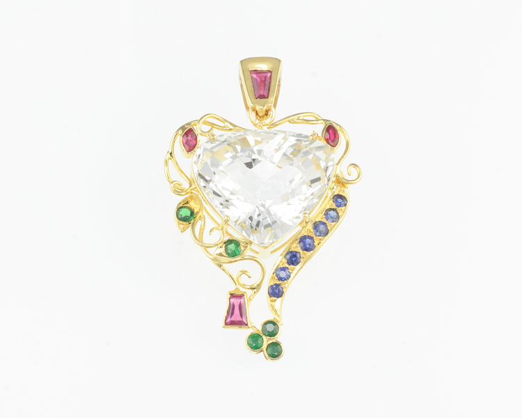 Topaz, ruby, garnet and blue sapphire pendant - Click Image to Close