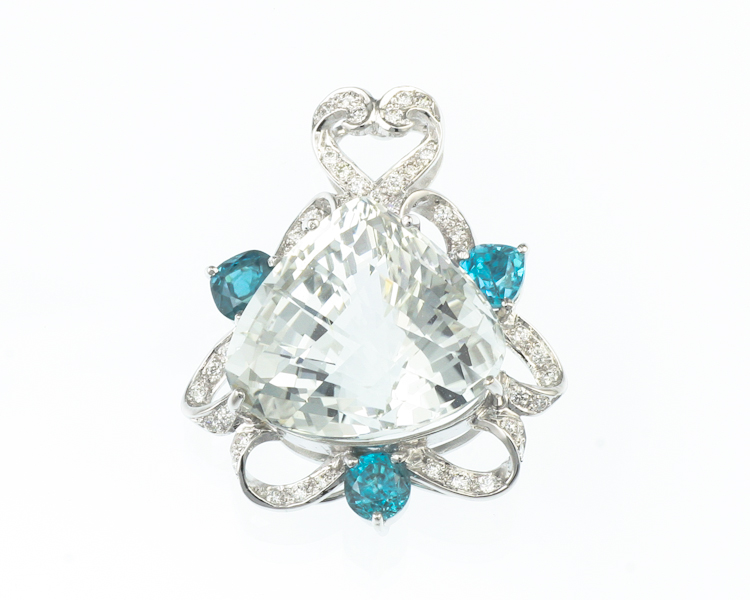 Topaz, zircon and diamond pendant - Click Image to Close