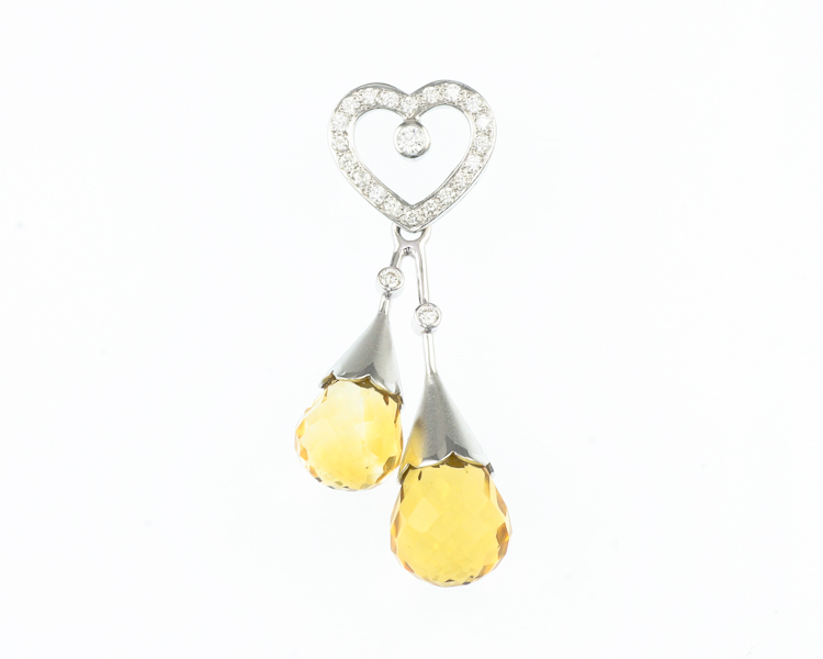 Citrine and diamond pendant - Click Image to Close