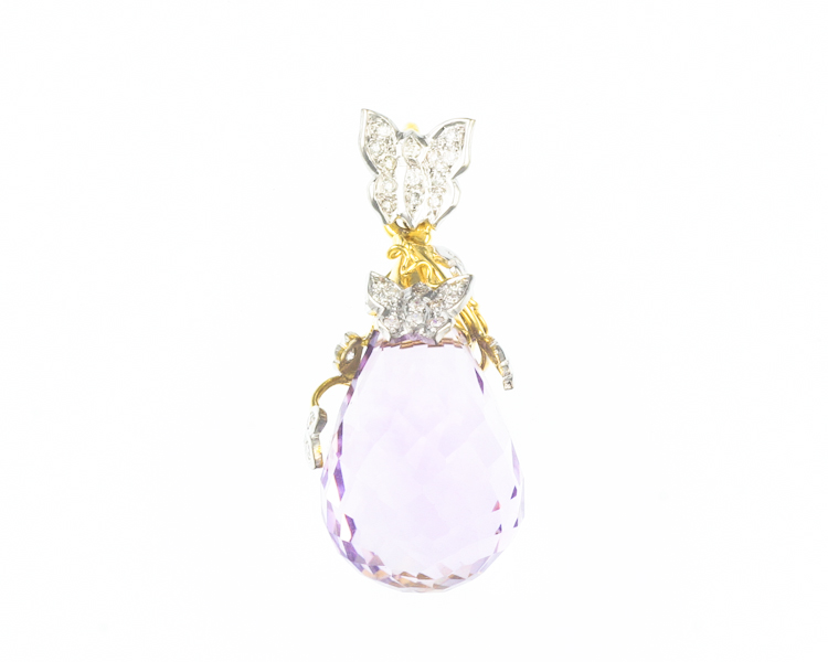 Amethyst and diamond pendant - Click Image to Close