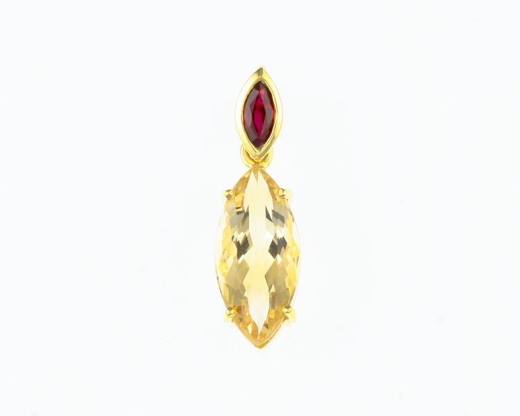 Citrine and ruby pendant - Click Image to Close