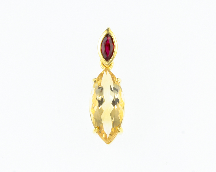 Citrine and ruby pendant - Click Image to Close