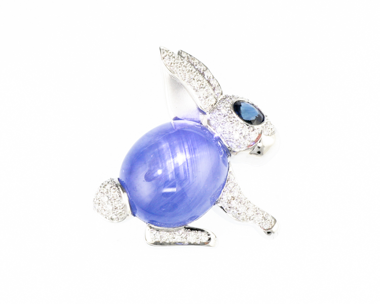 Blue star sapphire, blue sapphire and diamond pendant - Click Image to Close