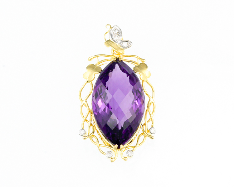 Amethyst and diamond pendant - Click Image to Close