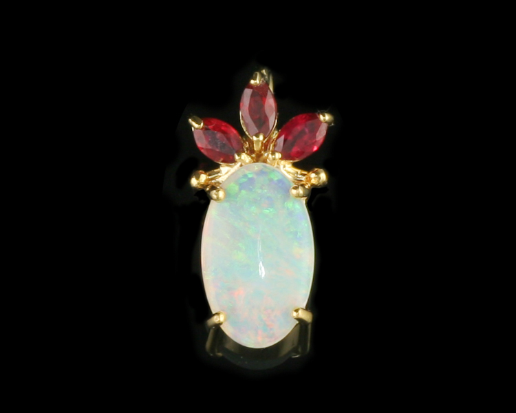 Opal and ruby pendant - Click Image to Close