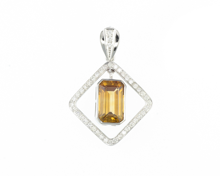 Zircon and diamond pendant - Click Image to Close