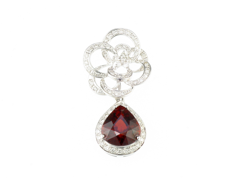 Garnet and diamond pendant - Click Image to Close