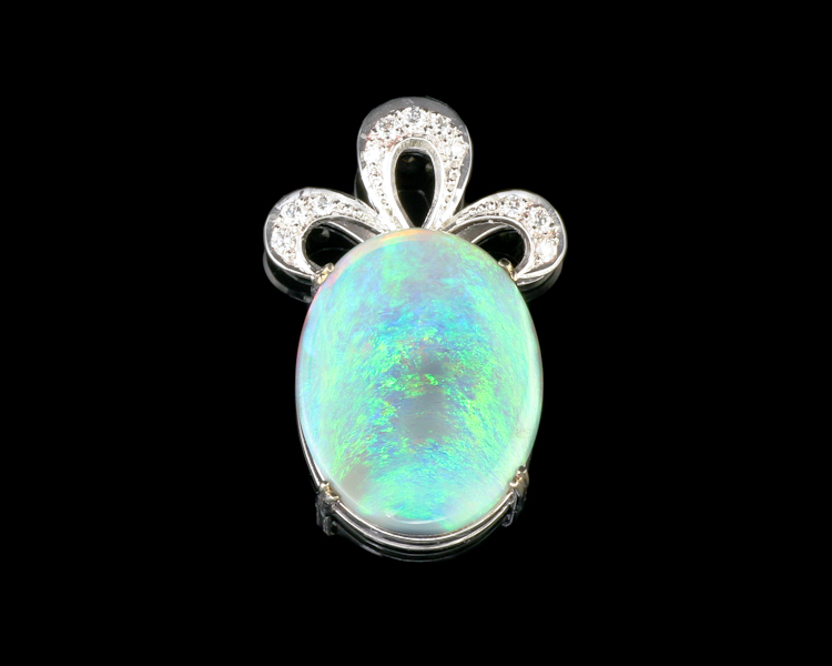 Opal and diamond pendant - Click Image to Close
