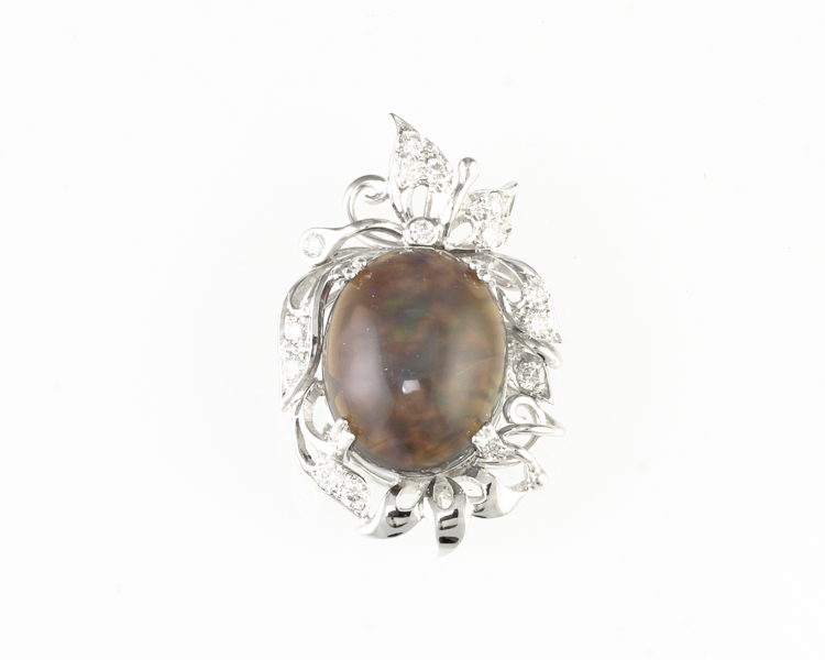 Opal and diamond pendant - Click Image to Close