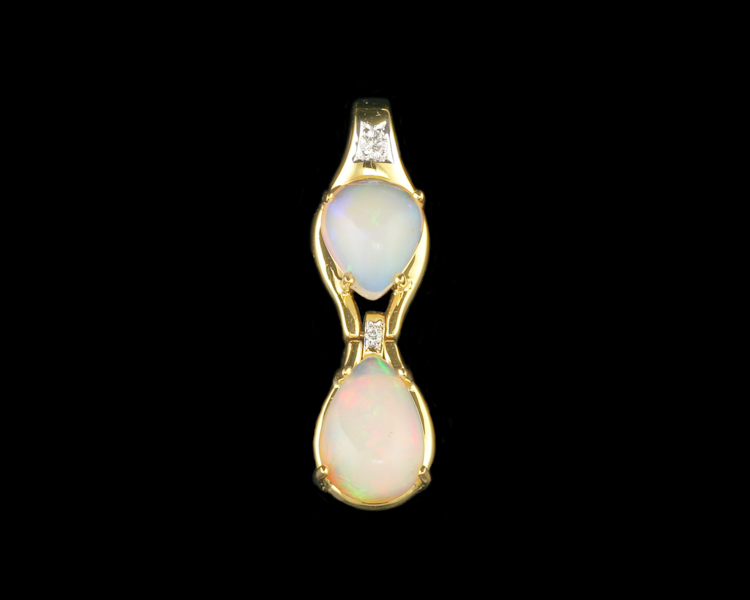 Opal and diamond pendant - Click Image to Close