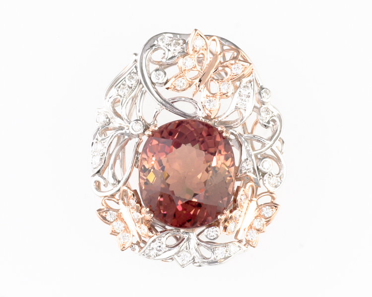 Tourmaline and diamond pendant - Click Image to Close
