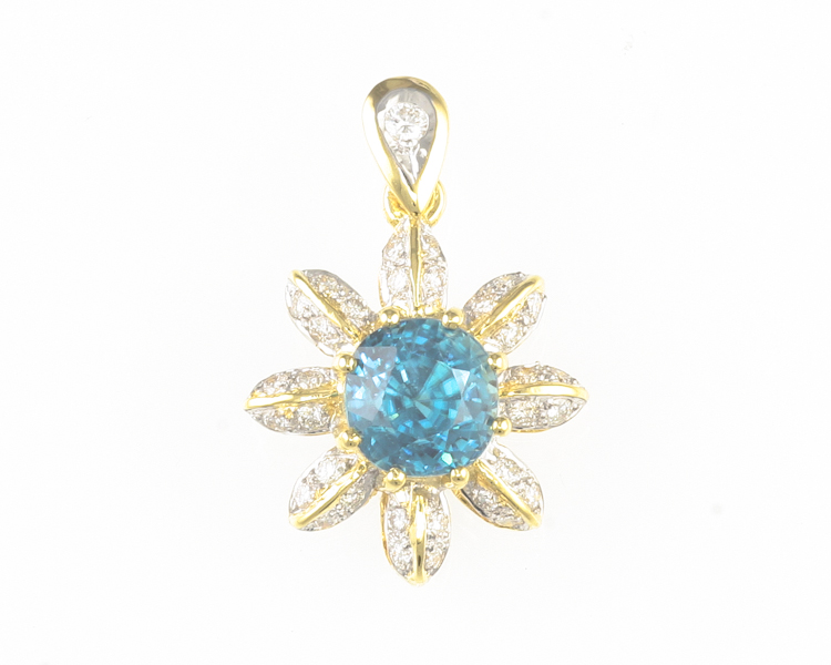 Zircon and diamond pendant - Click Image to Close