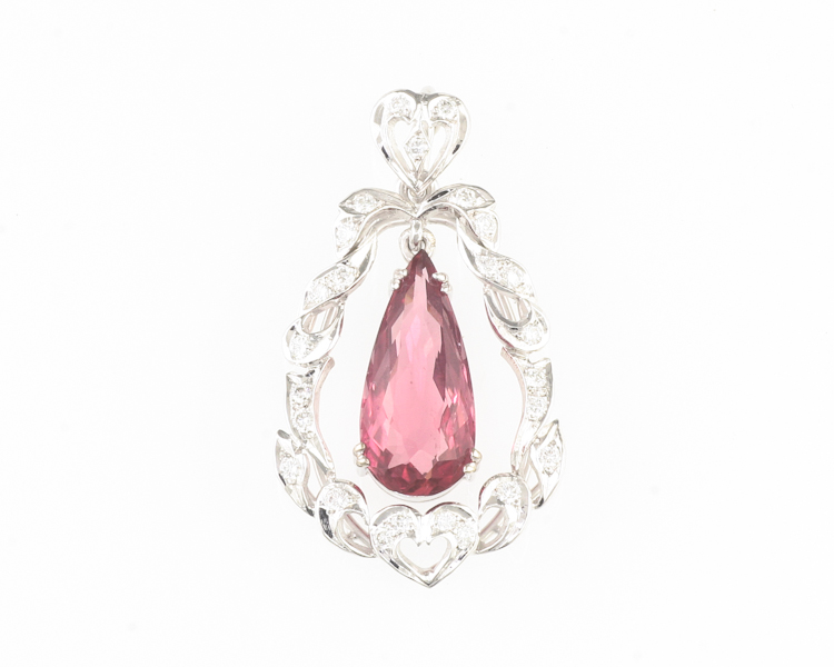 Tourmaline and diamond pendant - Click Image to Close